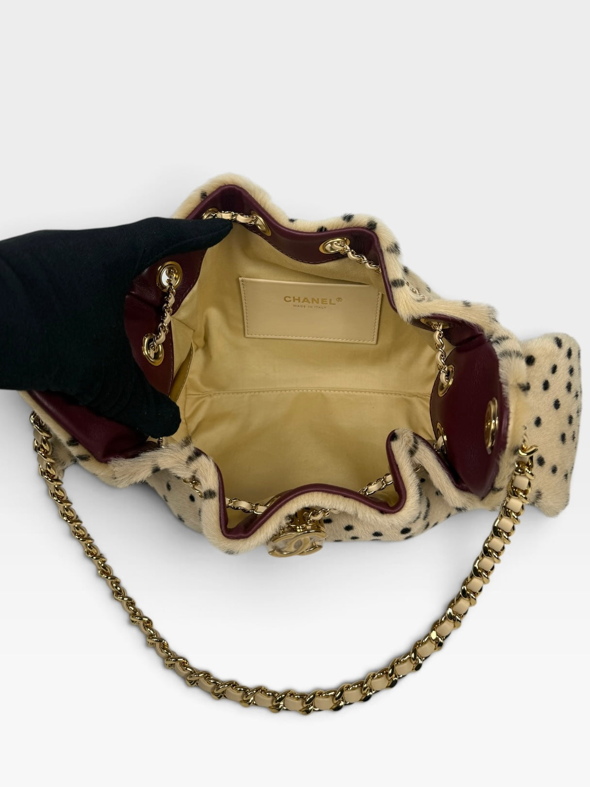 Chanel 25 Mini In Beige & Black Pony Hair With Gold Hardware in new/unused condition 100% authentic and preloved