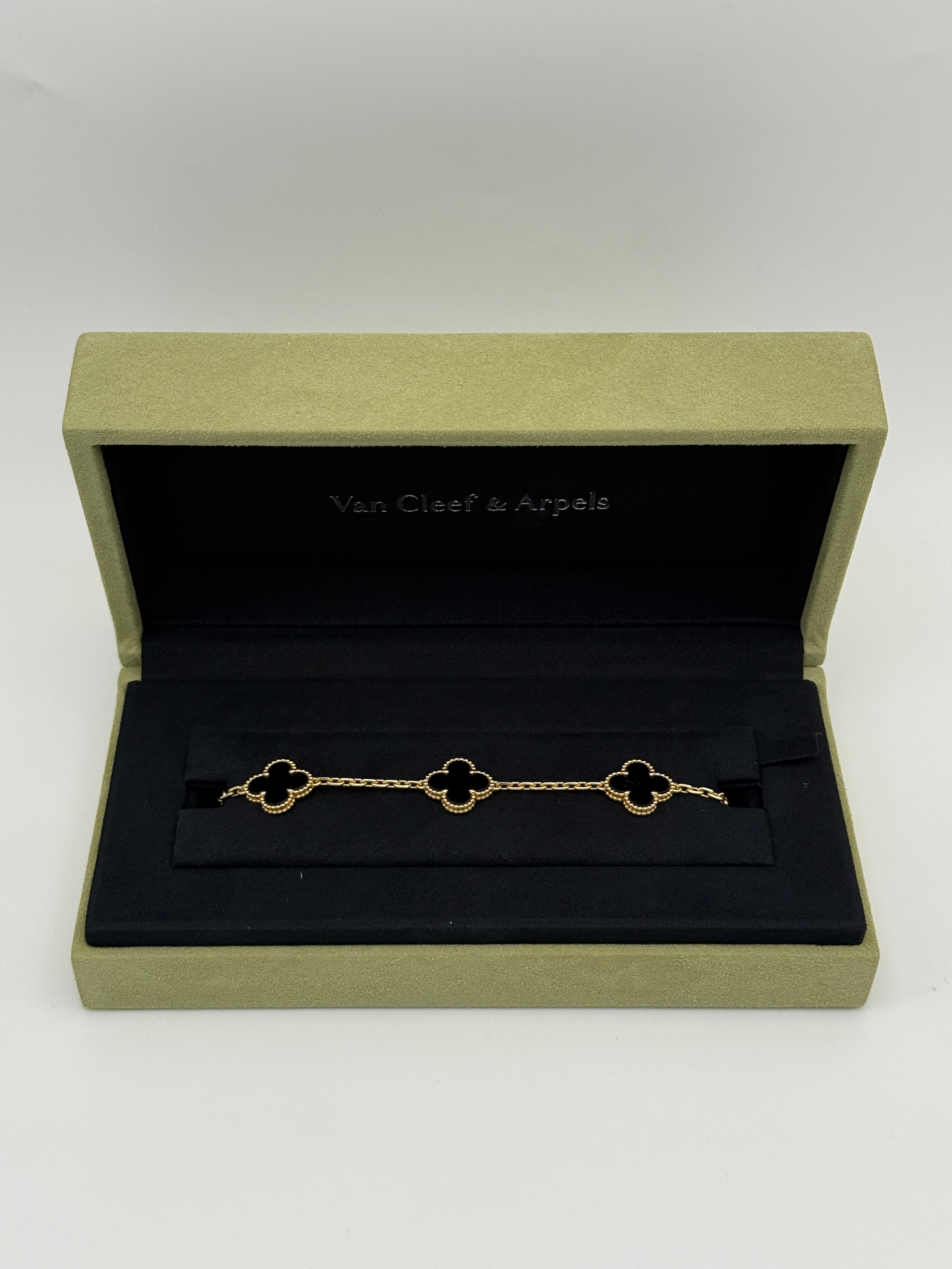 Van Cleef & Arpels Vintage Alhambra Bracelet, 5 Motifs Onyx