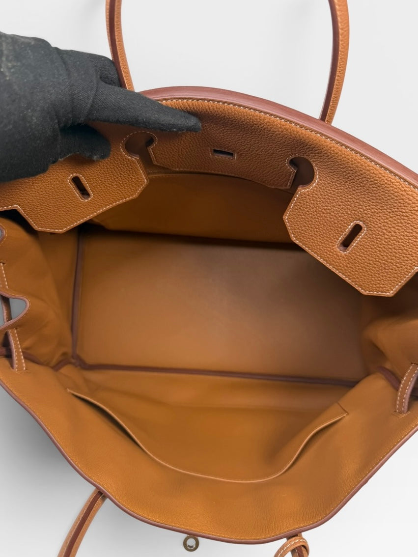 *Rare Find* Hermès Birkin 40 In Gold Togo Leather With Palladium Hardware. Authentic and preloved in excellent condition. 100% guarantee