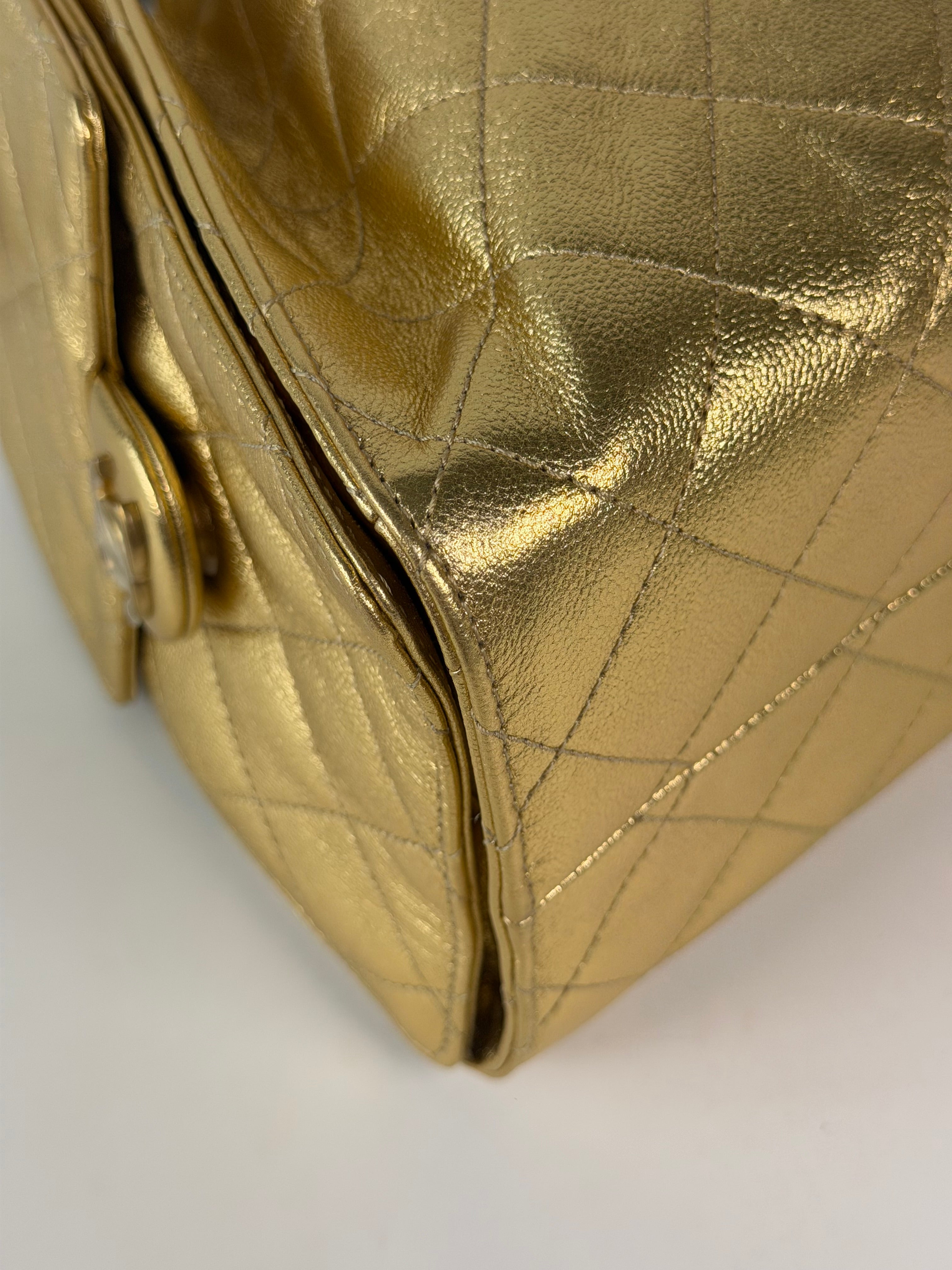 Chanel 25 Small In Gold Grained Calfskin With Gold Hardware 100% authentic and preloved in excellent condition