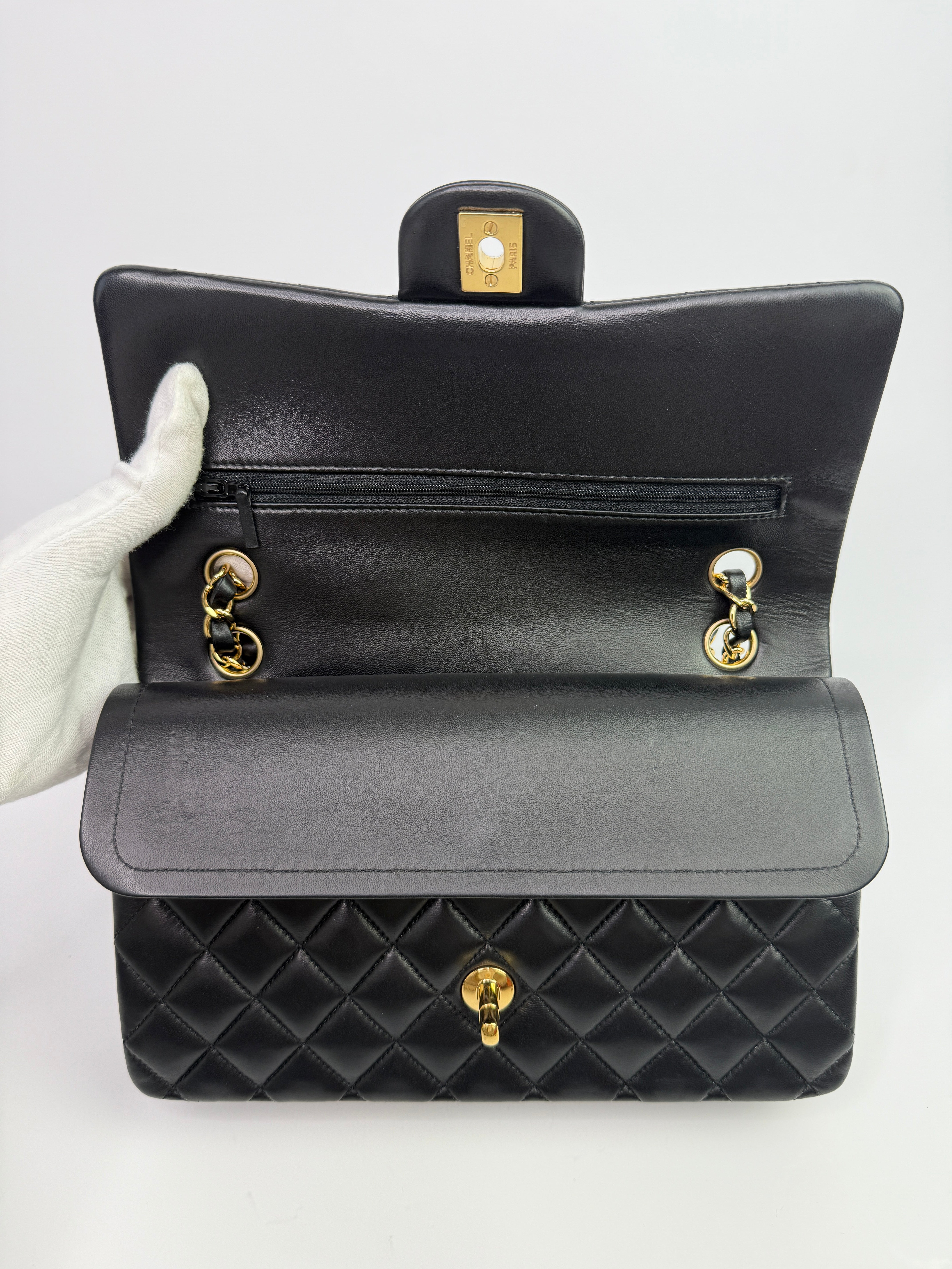 Chanel Medium Classic Double Flap Black Lambskin With GHW
