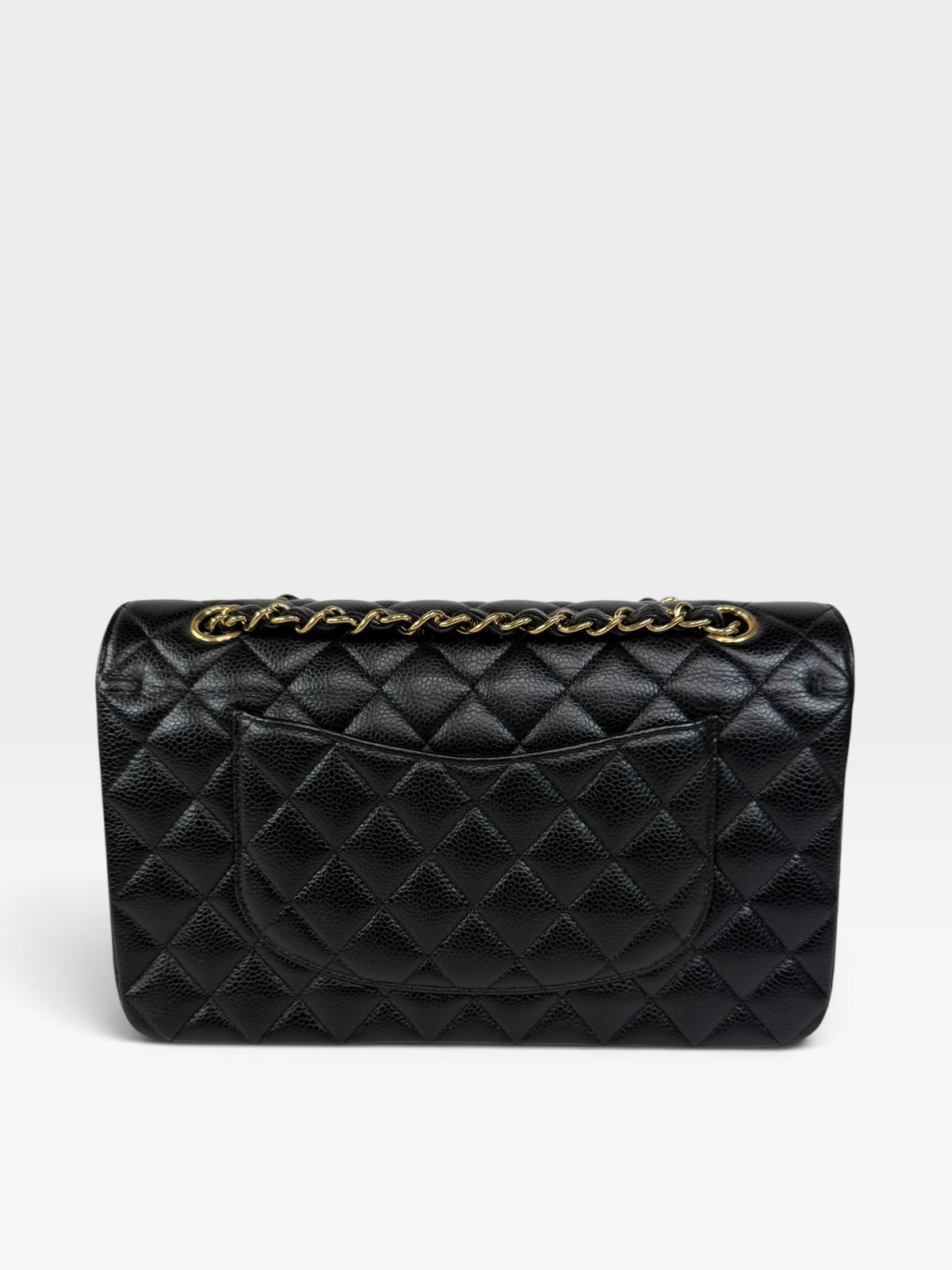Chanel Medium Classic Double Flap In Black Caviar Leather Gold Hardware