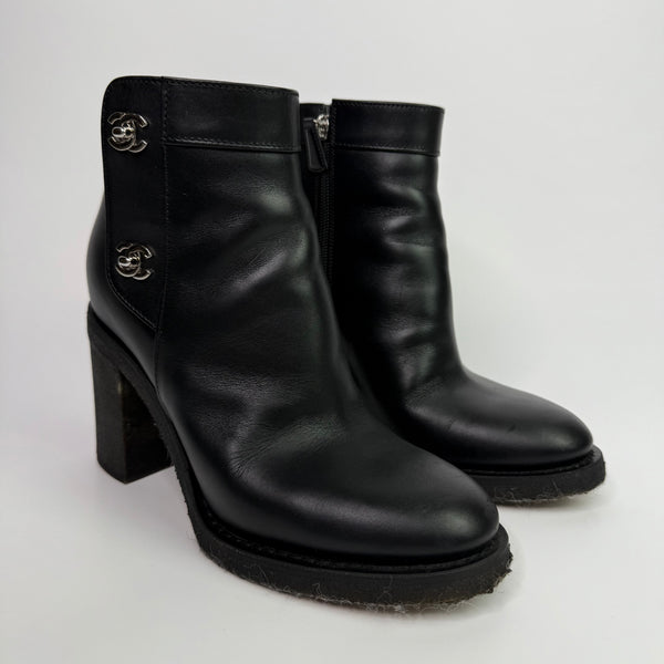 Chanel CC Turnlock Ankle Boots (Size 39/UK6)