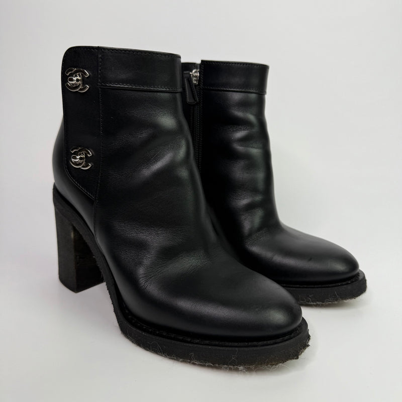 Chanel CC Turnlock Ankle Boots (Size 39/UK6)
