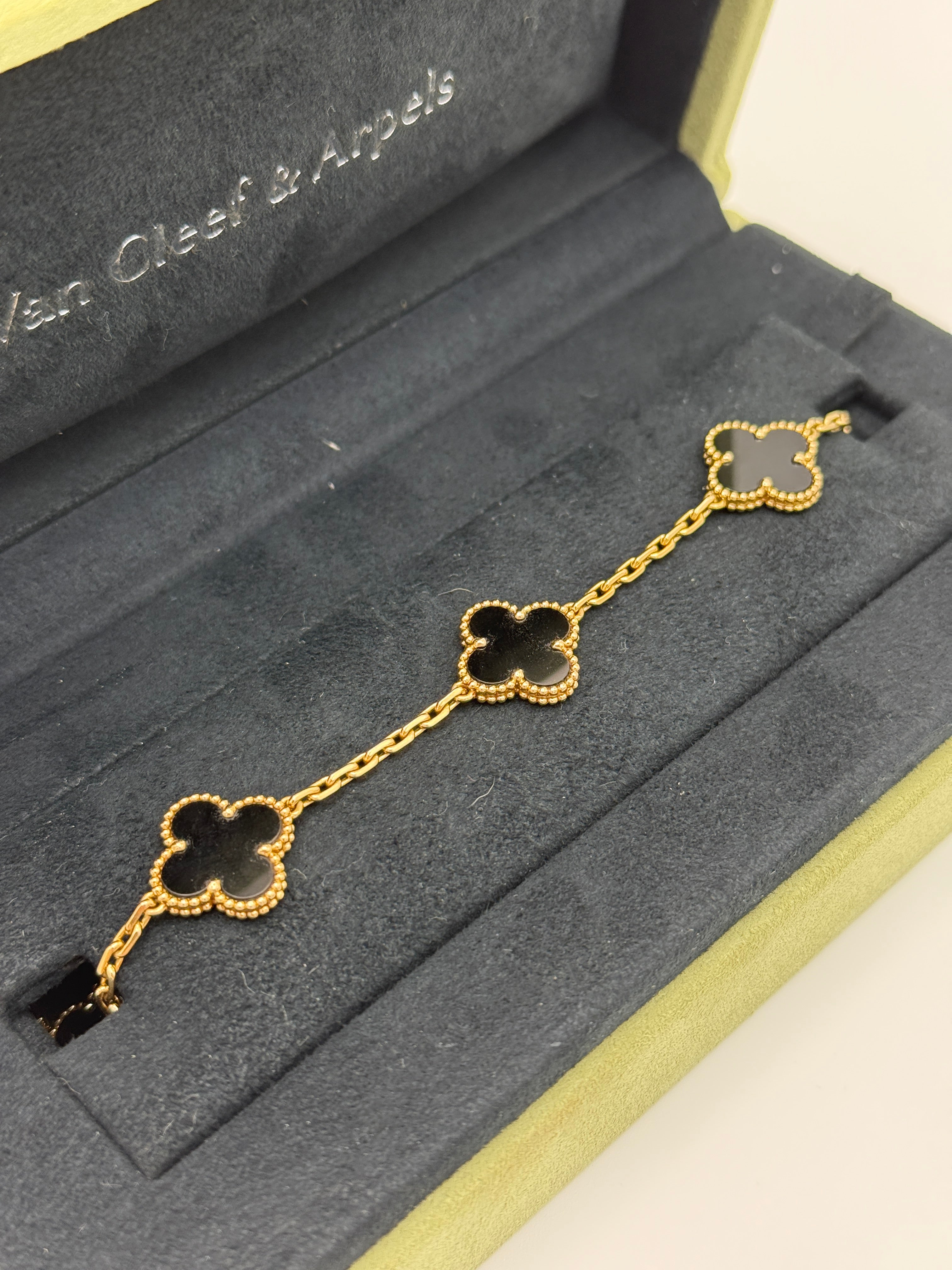 Van Cleef & Arpels Vintage Alhambra Bracelet, 5 Motifs Onyx