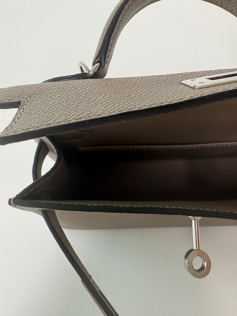 Hermés Mini Kelly Gris Asphalt In Epsom Leather With PHW