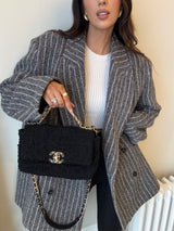 Chanel 19 Small In Black Bouclé Tweed