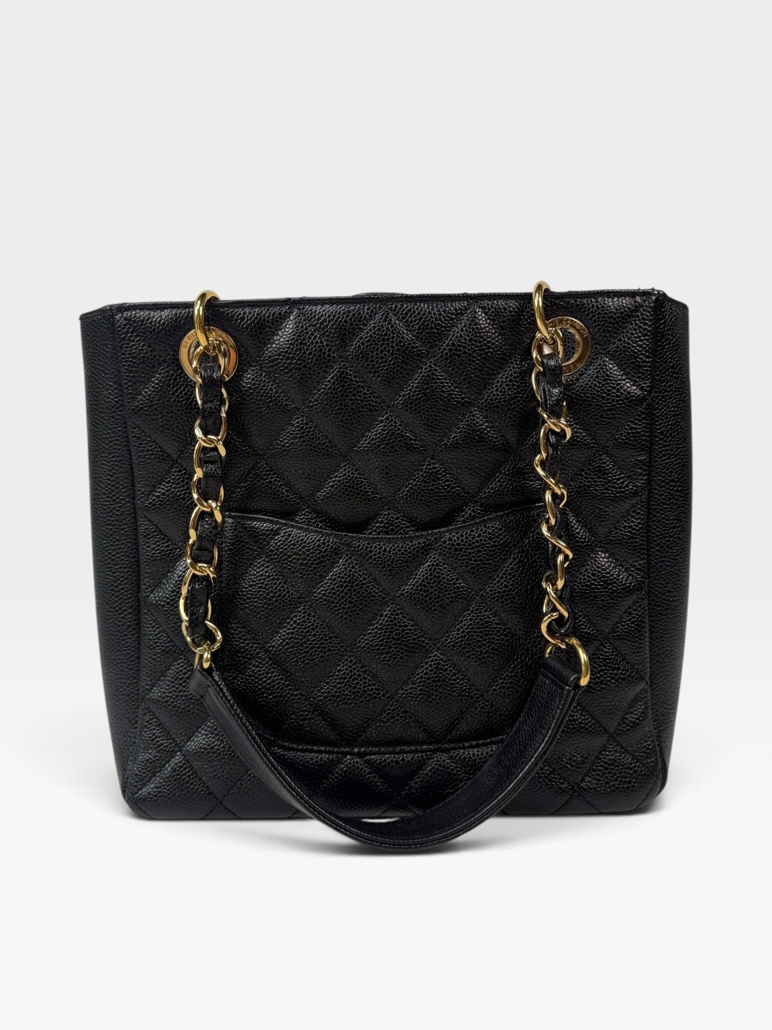 Chanel Petite Shopper Tote In Black Caviar Leather With Gold Hardware. 100% authentic and preloved in excellent condition