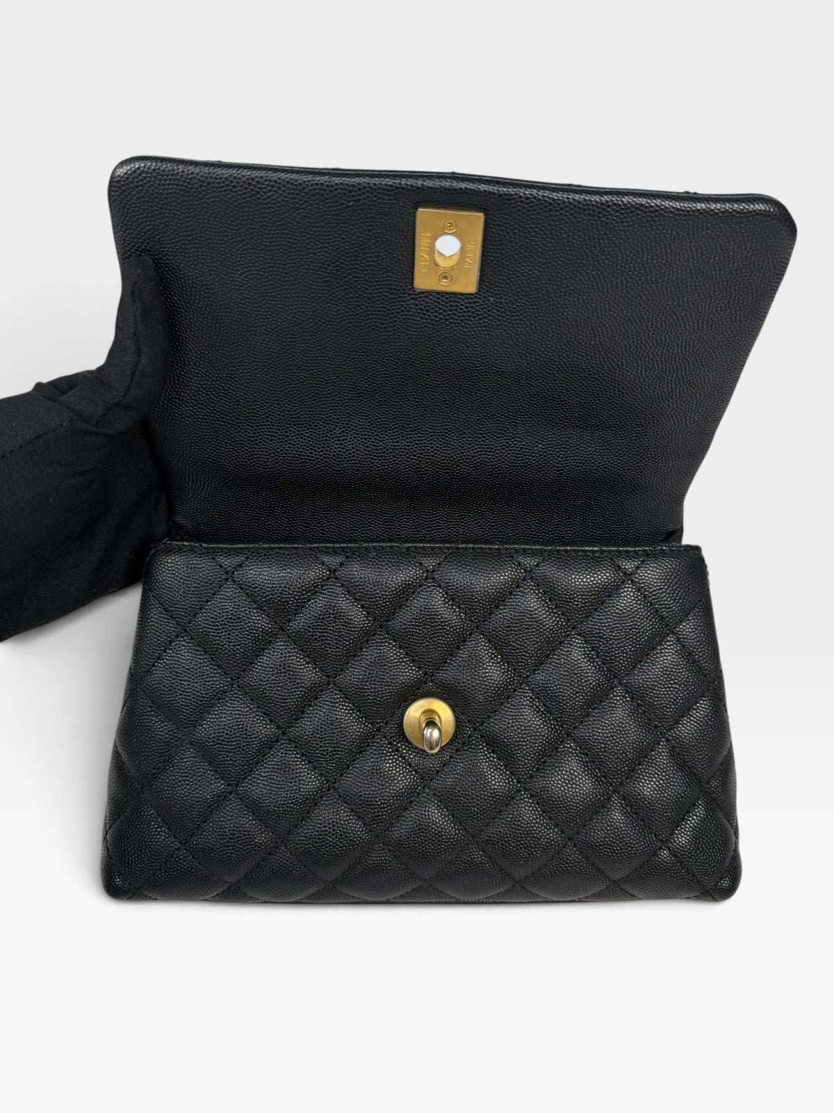 Chanel Small Coco In Black Caviar Lizard Leather With Gold Hardware. 100% authentic and preloved in excellent condition