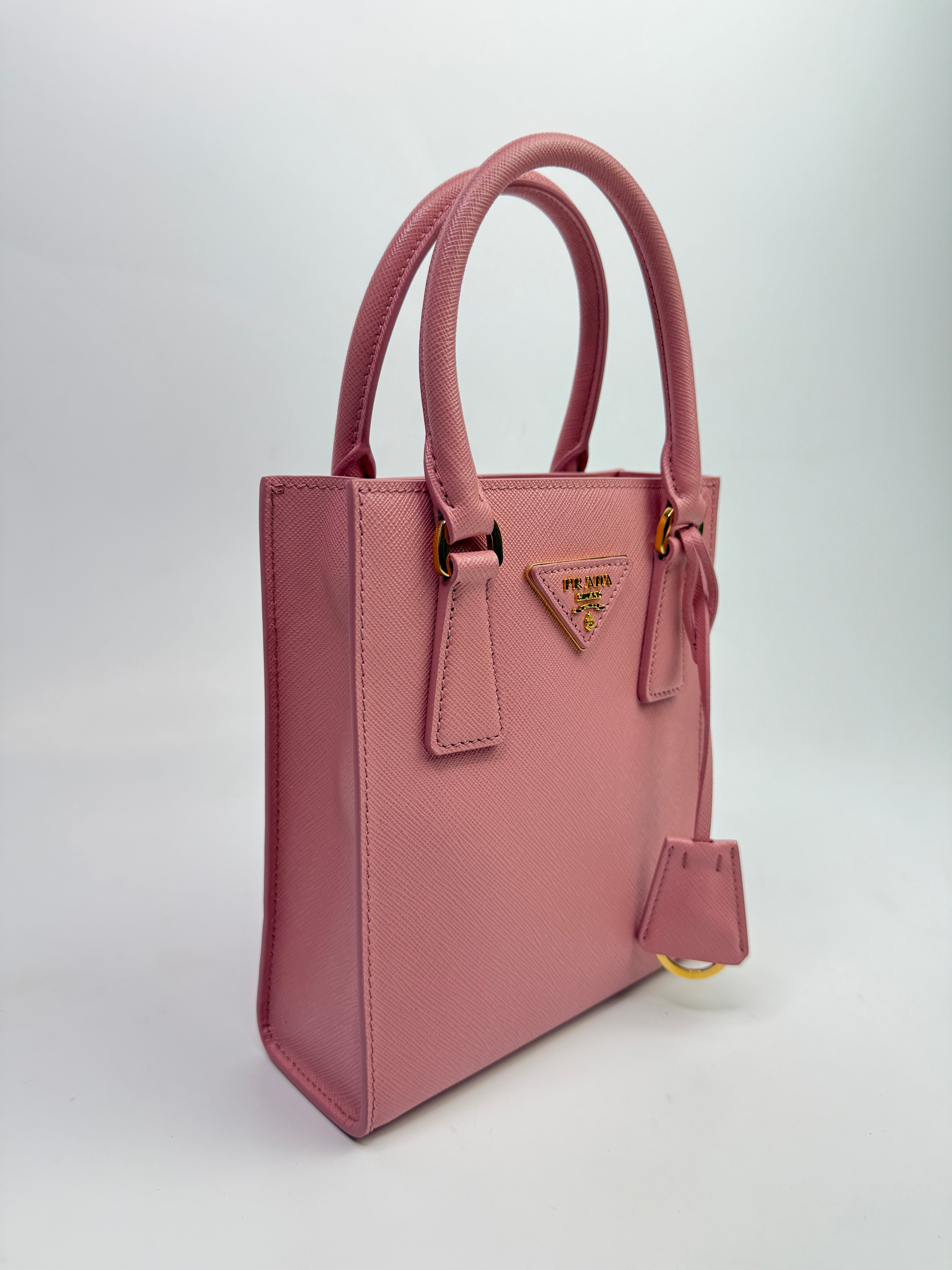 Prada Mini Tote In Pink Saffiano Leather