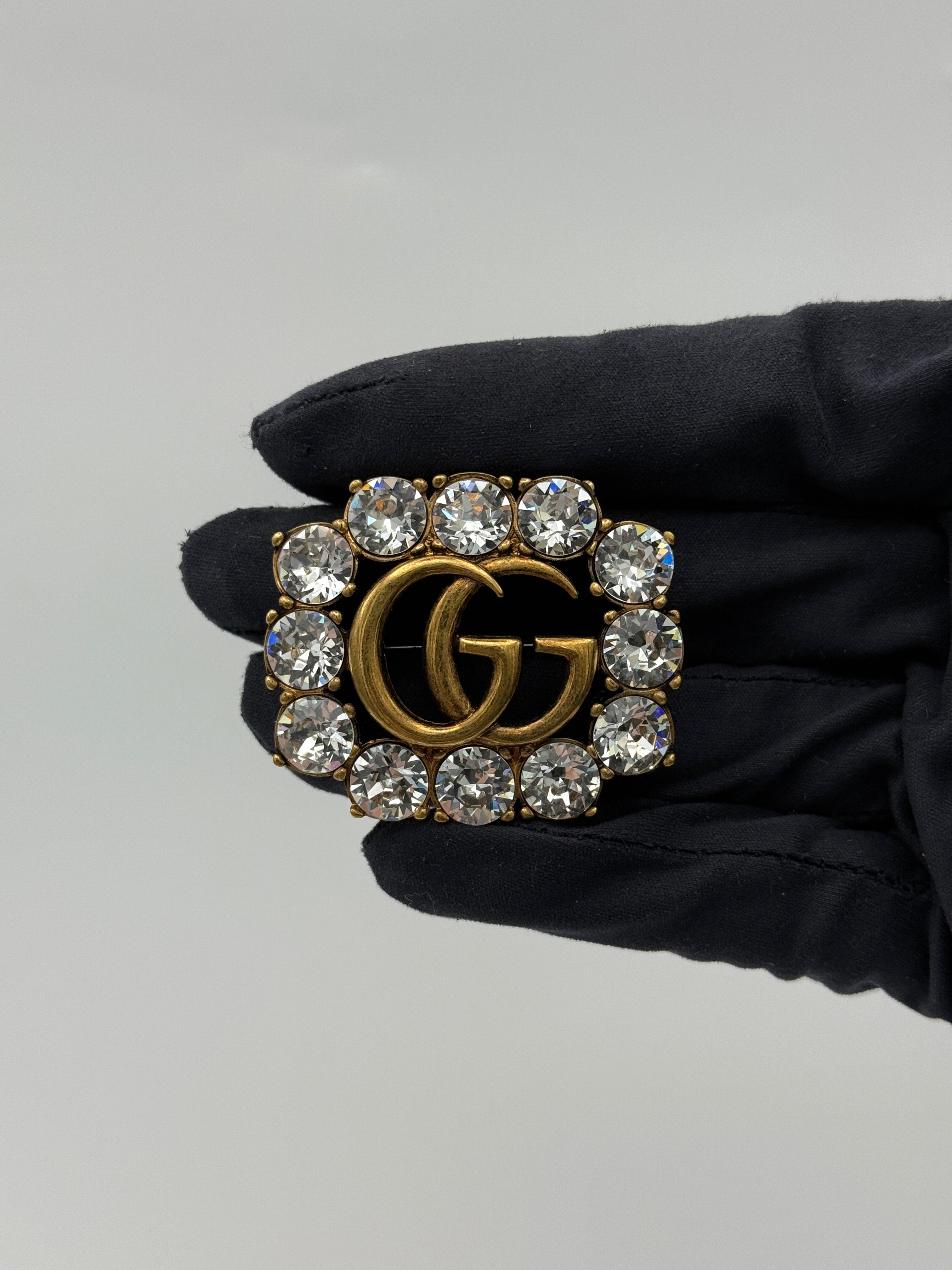 Gucci Double G Crystal Brooch