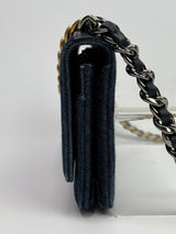 Chanel Denim Quilted 19 Wallet On Chain