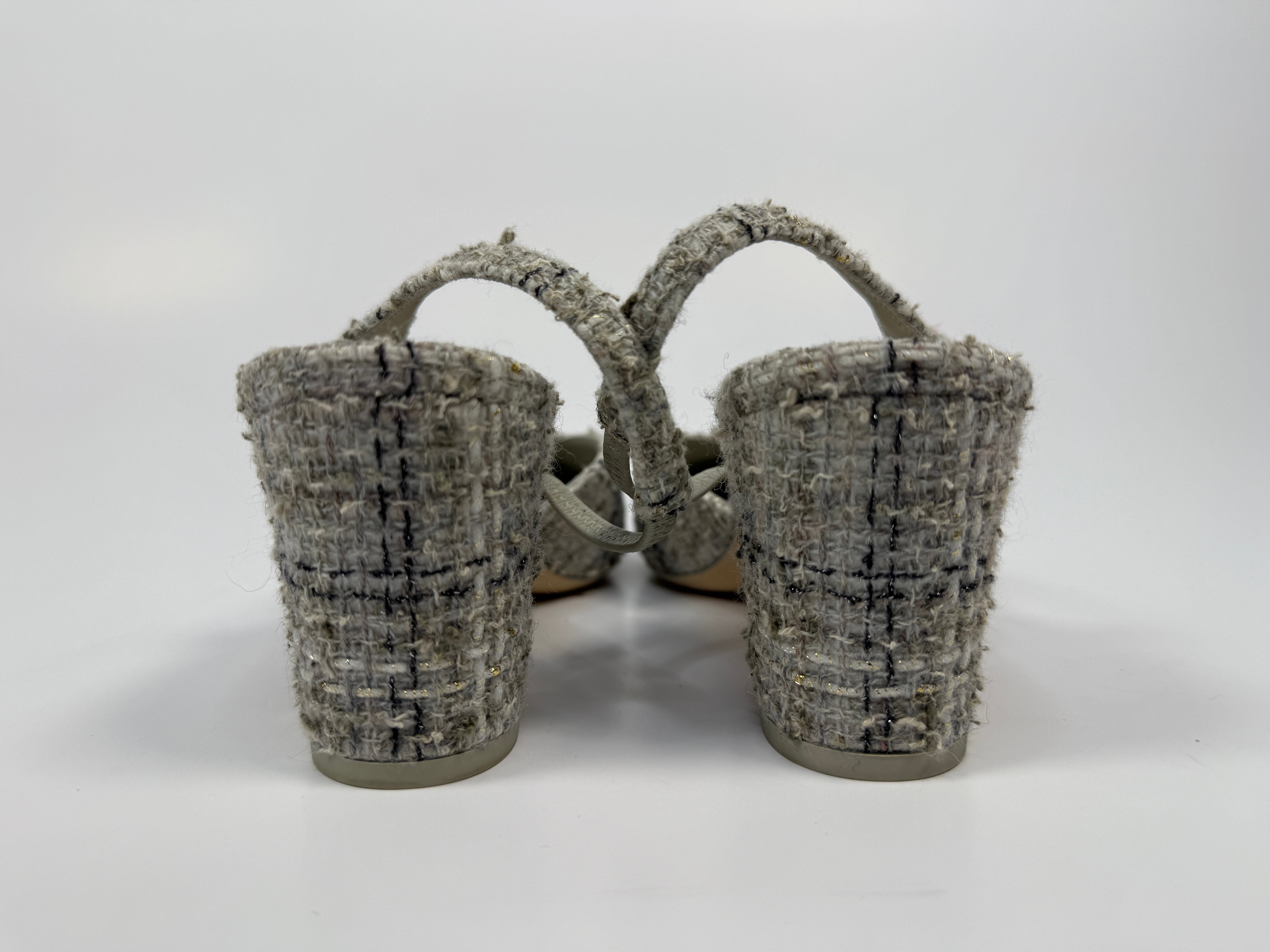 Chanel Tweed Slingback Pumps Size 39/UK 6, authentic and preloved in excellent condition