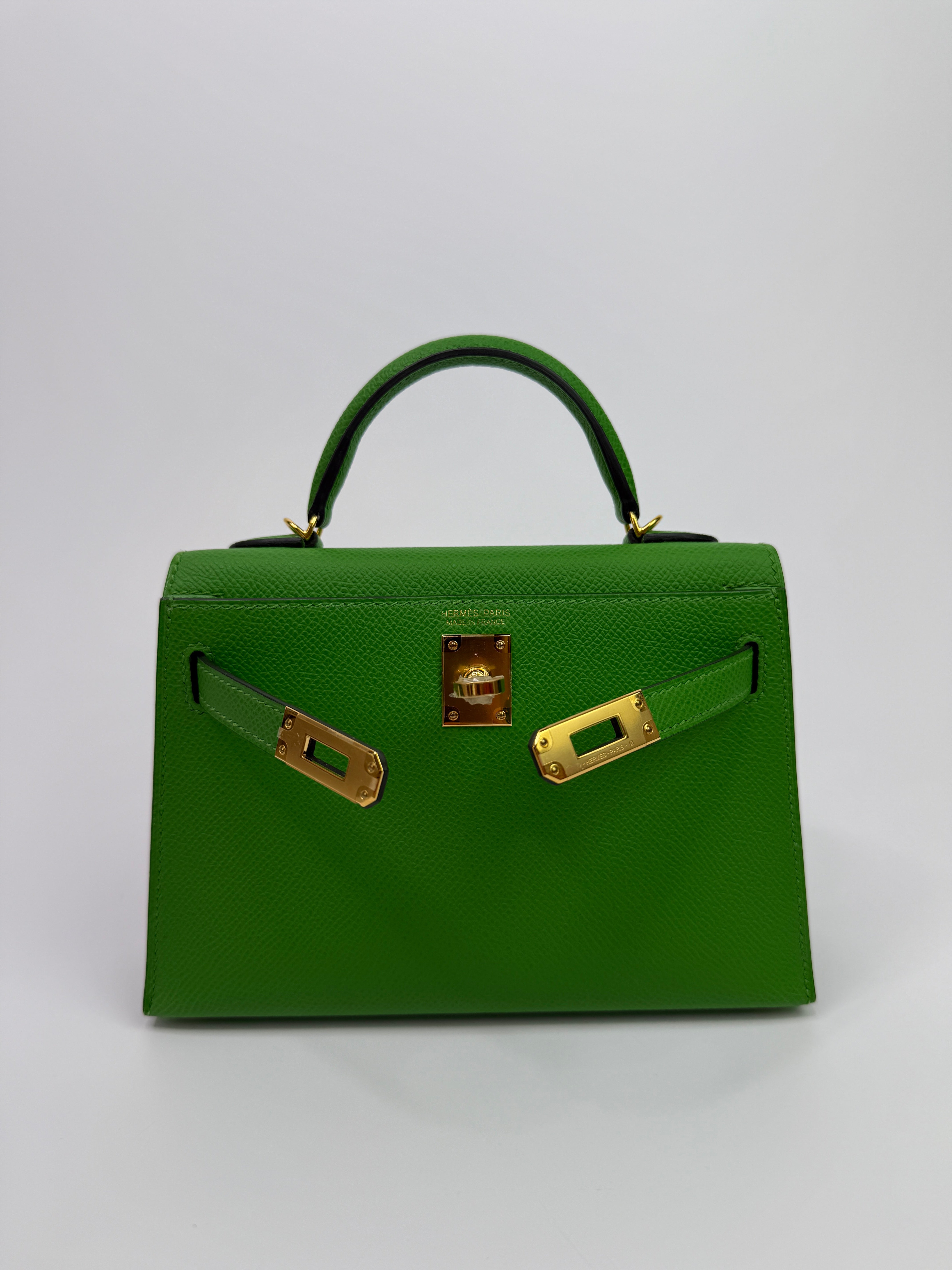 Authentic Pre Loved Hermès Mini Kelly ll In Bambou Epsom Leather With Gold Hardware Excellent Condition