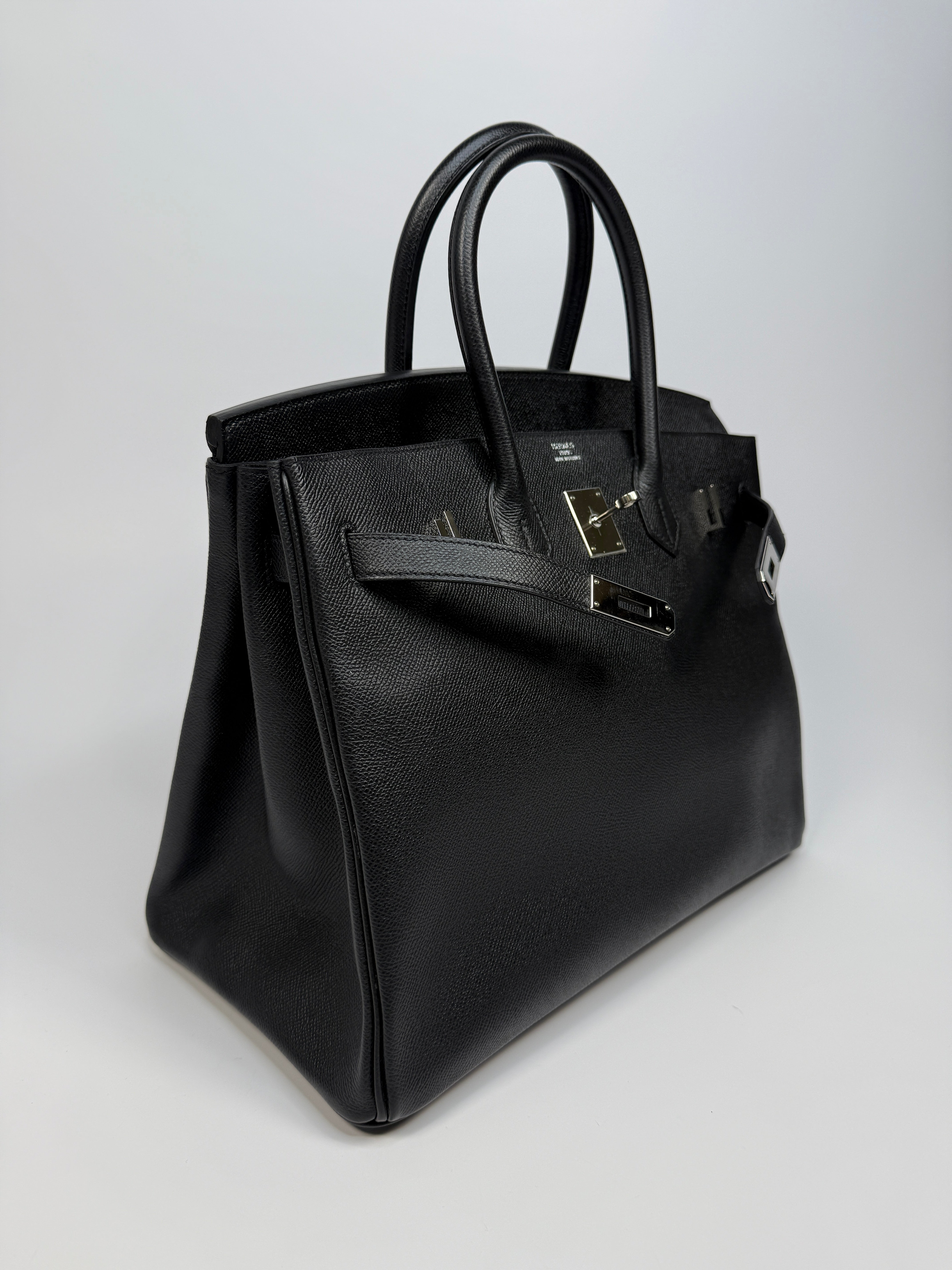Authentic Pre Loved Hermès Birkin 35 Black Epsom Leather With Palladium Hardware Excellent Condition