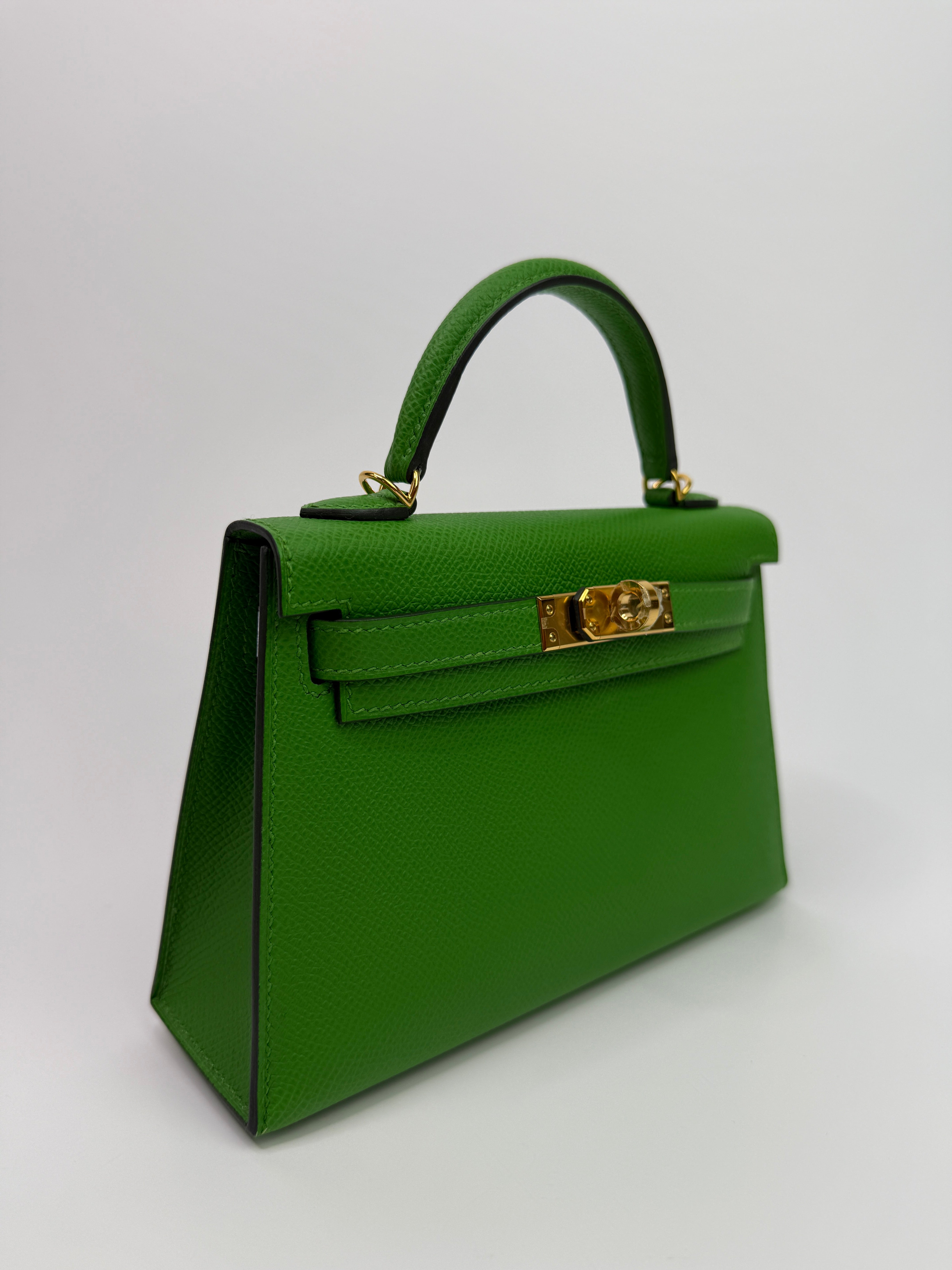 Authentic Pre Loved Hermès Mini Kelly ll In Bambou Epsom Leather With Gold Hardware Excellent Condition