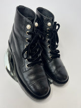 Chanel Black Leather Pearl Boots (Size 39.5 /UK6.5)