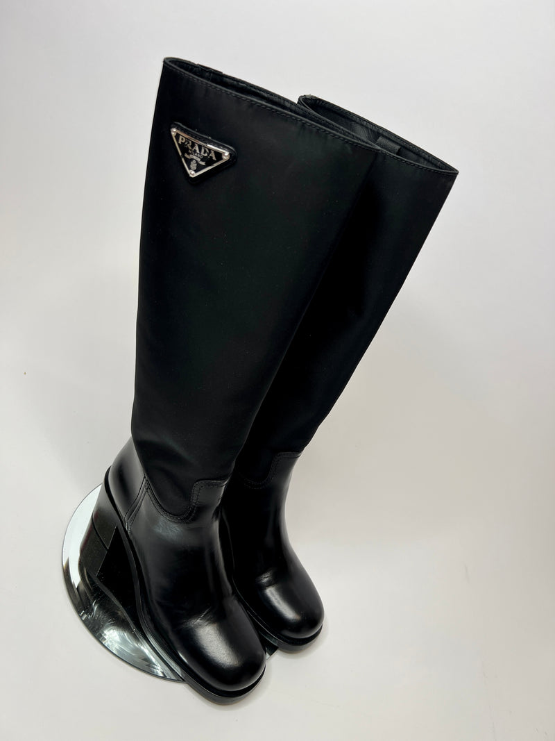 Prada Nylon Knee Boots (Size 36.5 /UK 3.5)