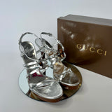 Gucci Silver Bamboo Icon Sandal Heels  (Size 38.5/UK 5.5)