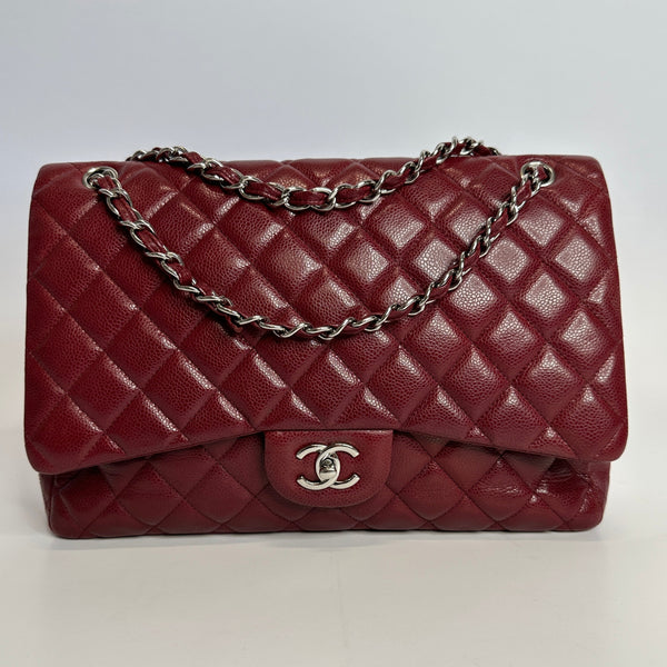 Chanel Red Caviar Maxi Single Flap Bag