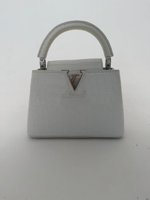 Louis Vuitton Capucines BB In Soft Shine White Alligator Leather