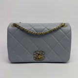 Chanel Seasonal Flap In Gris Clair Lambskin With GHW