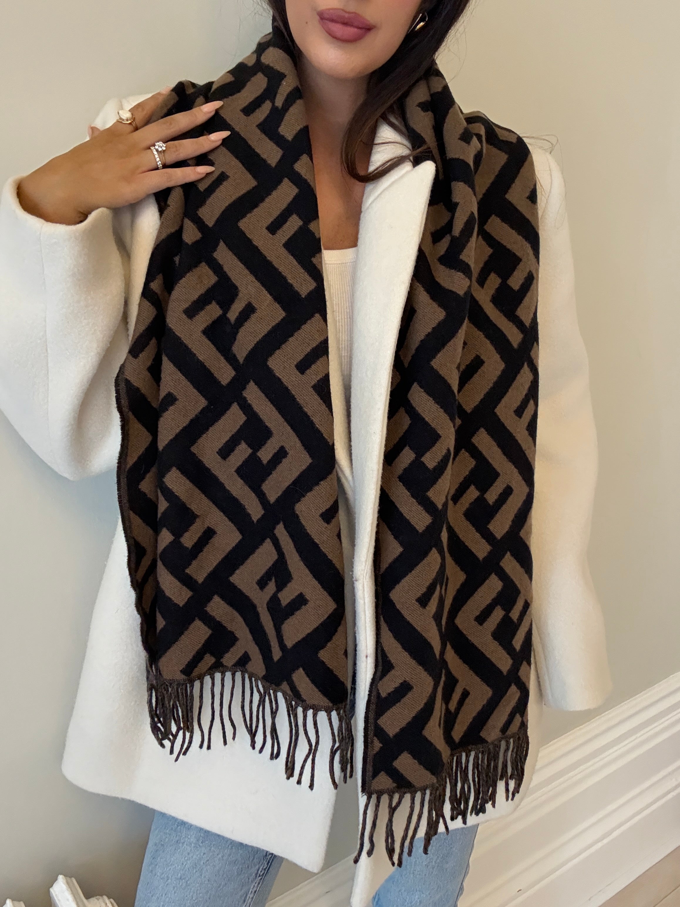 Fendi FF Brown/Black Scarf