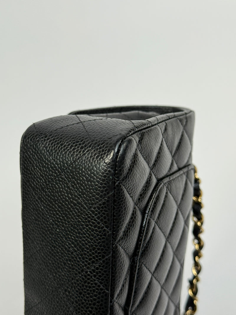 Chanel Small Classic Double Flap In Black Caviar Leather With GHW