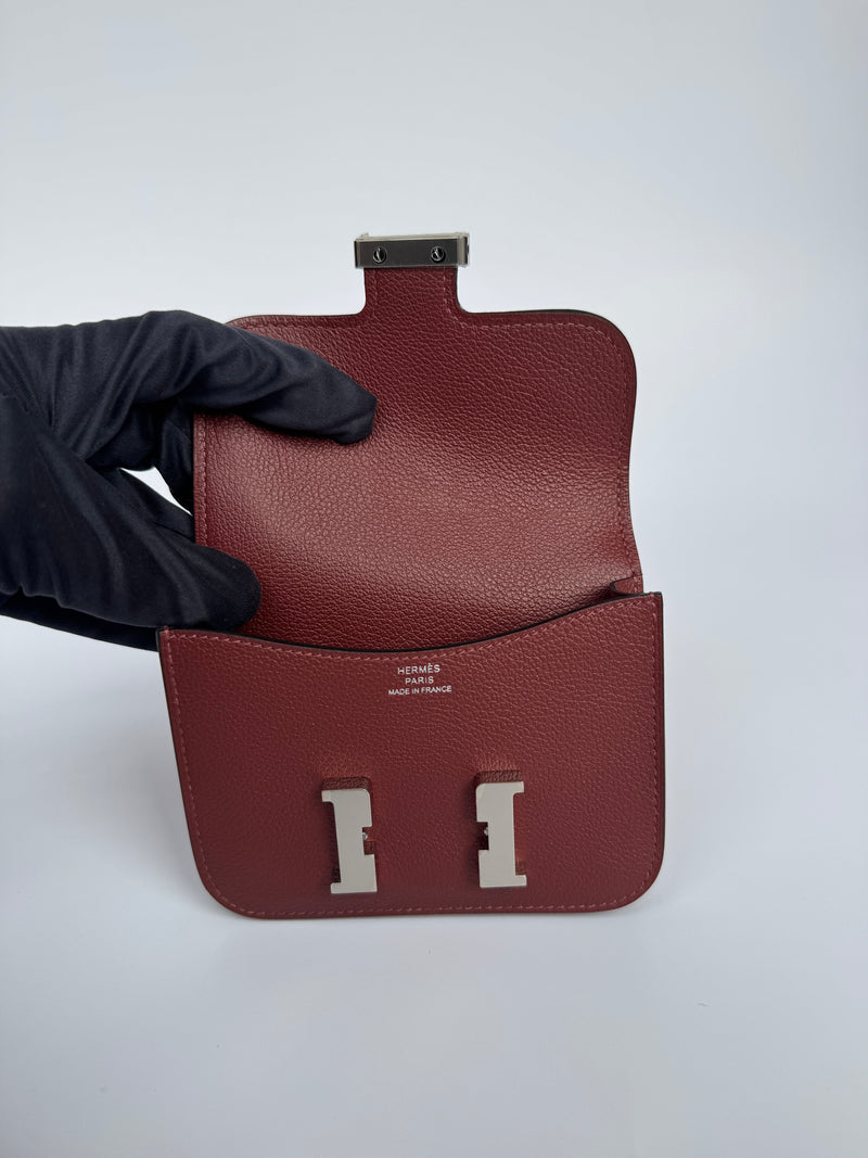 Hermès Constance Slim Wallet In Rouge H/Rose Azalee PHW
