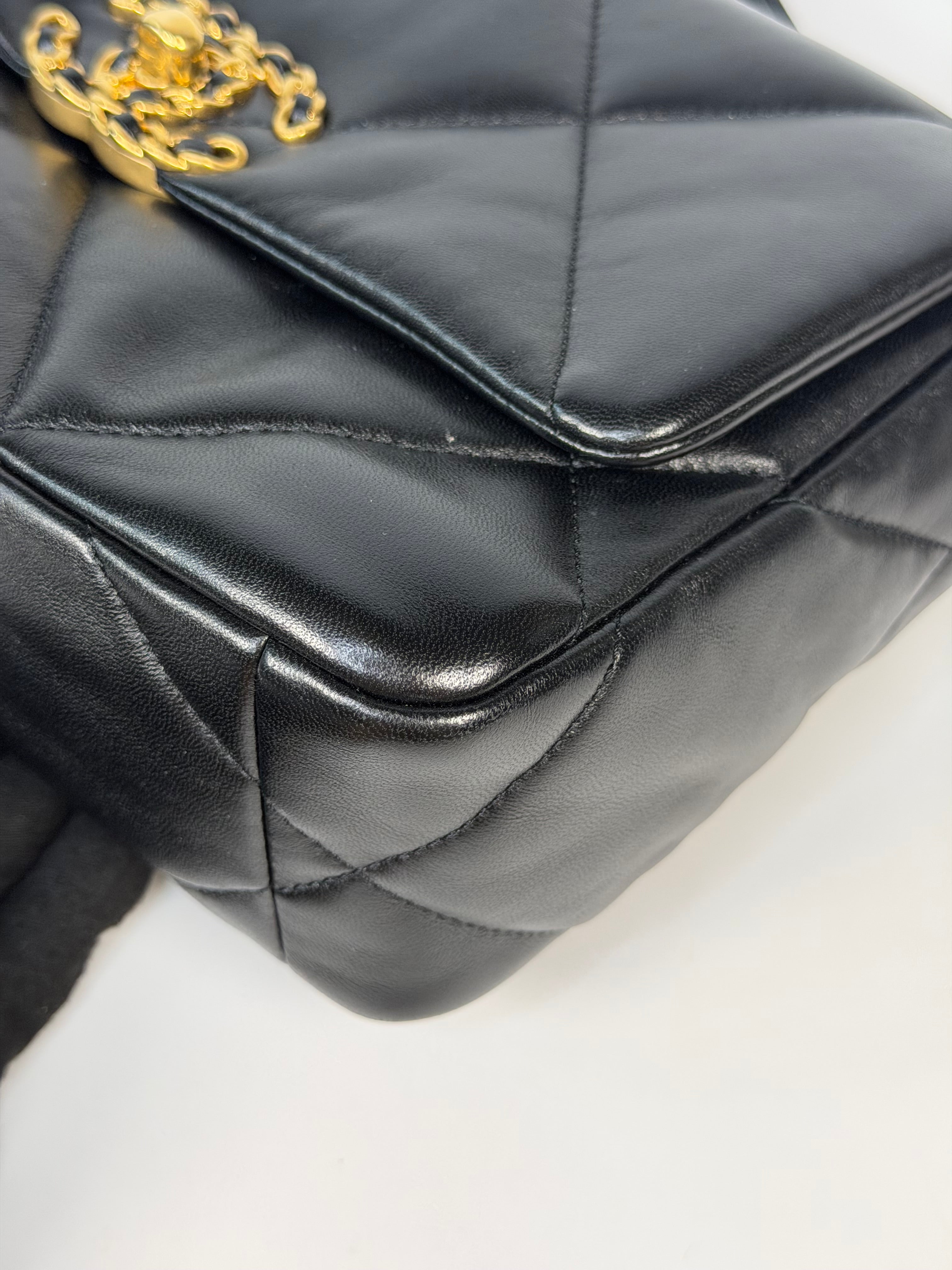 Chanel 19 Small In Black & White Leather With Mixed Hardware. Authentic and preloved in very good condition. Verified by Luxe Cheshire.