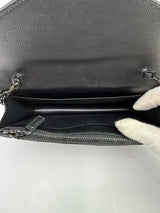 Saint Laurent Cassandre Matelassé Textured- Leather Wallet On Chain