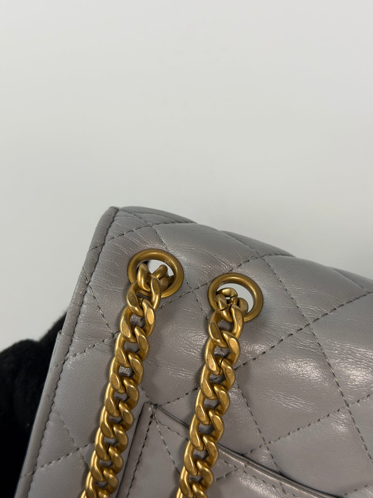 Chanel Pearl Crush Wallet On Chain In Grey Lambskin Leather With Gold Hardware