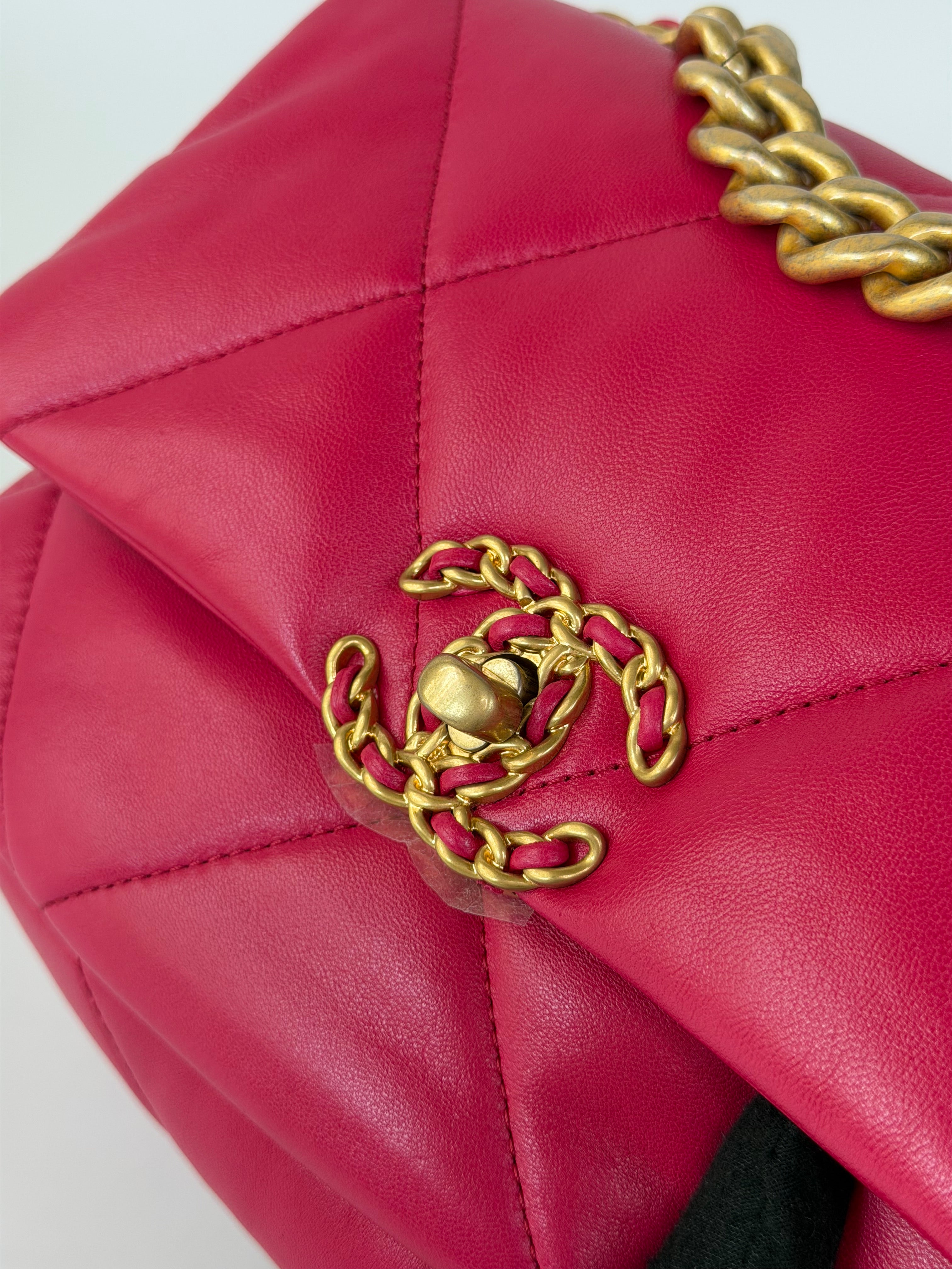 Chanel 19 Small In Pink Lambskin Leather With Mixed Hardware 100% authentic and preloved in excellent condition