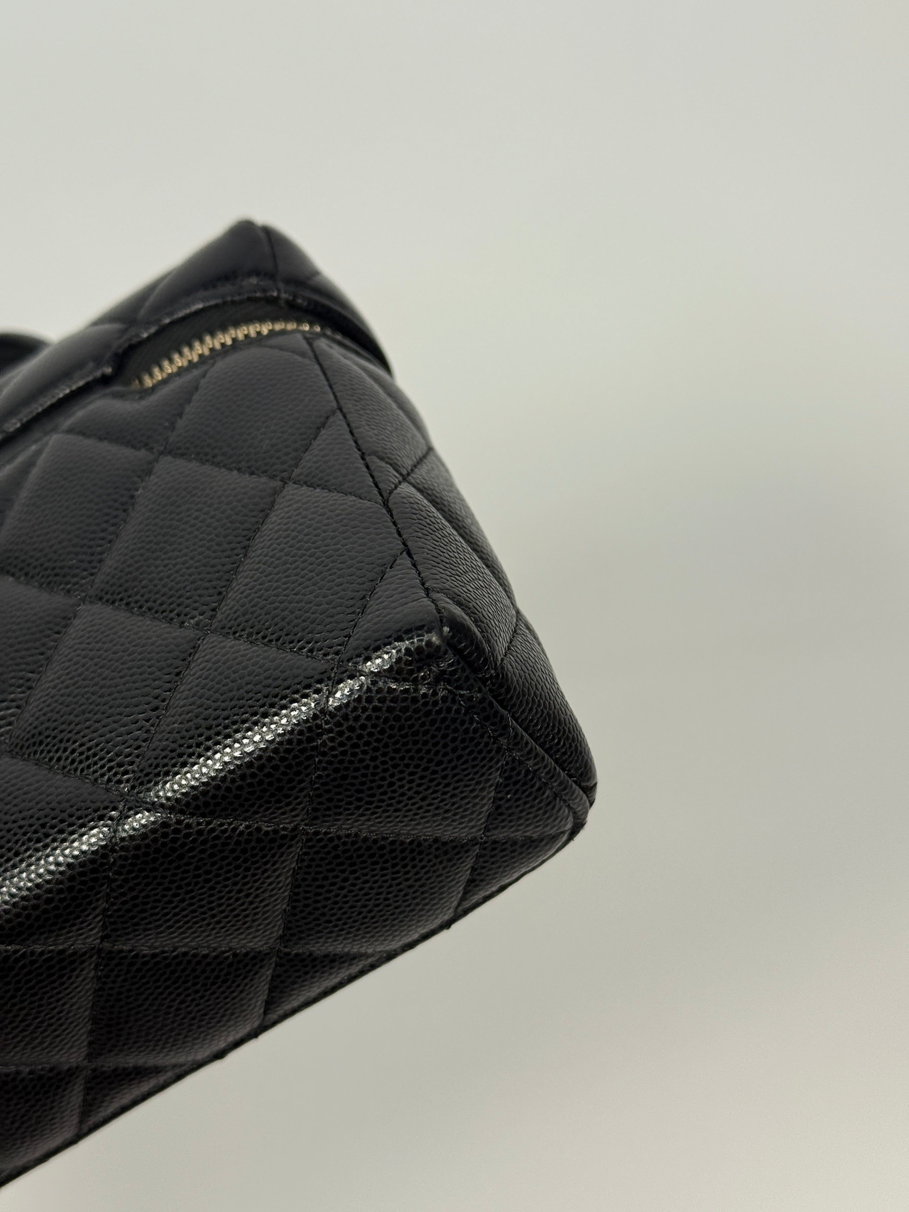 Chanel Flat Vanity In Black Caviar Leather With Gold Hardware Authentic and preloved in excellent condition. 
