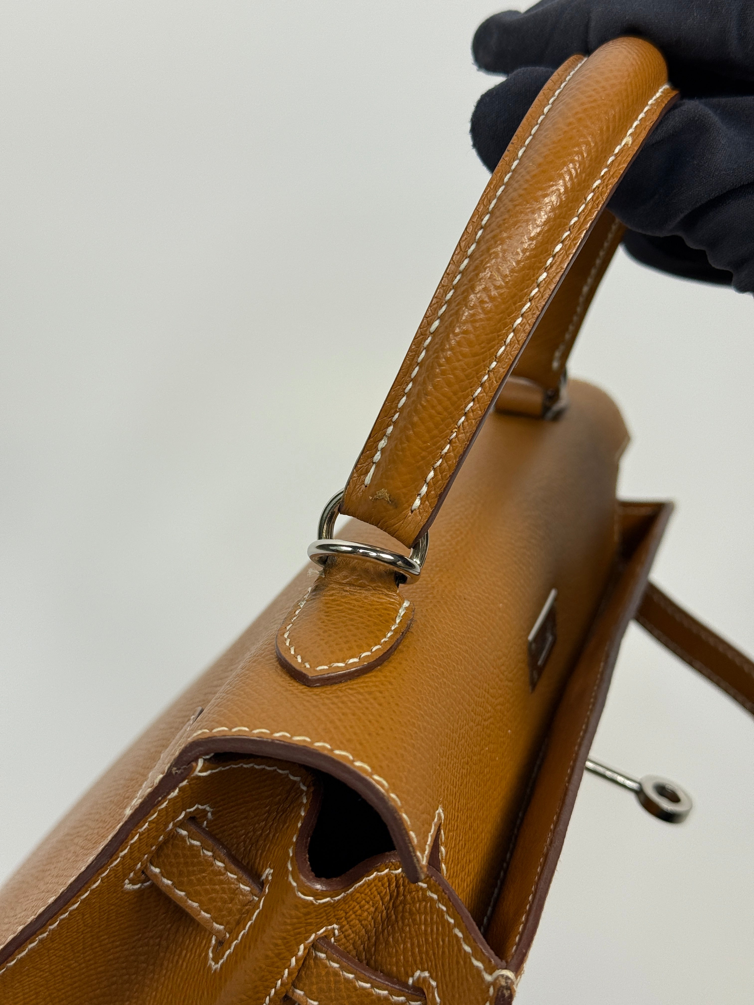 Authentic Pre Loved Hermès Kelly 25 Sellier In Gold Epsom Leather With Palladium Hardware Excellent Condition