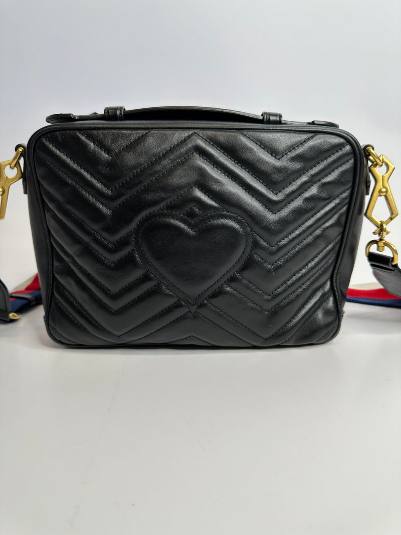Gucci Matelasse Sylvie Web GG Marmont Top Handle Bag