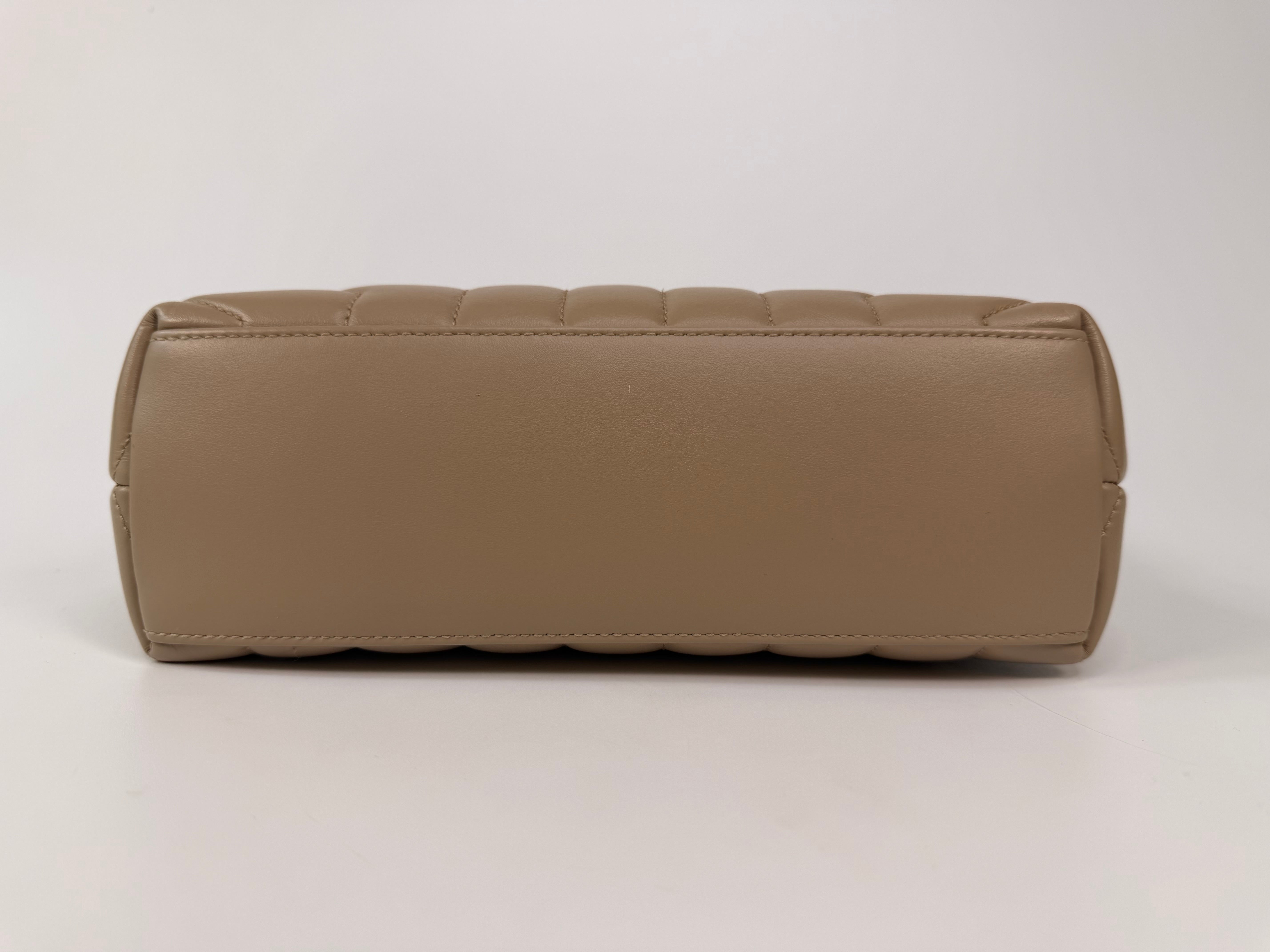 Saint Laurent Small Loulou In Dark Beige Leather With Gold Hardware. 100% authentic and preloved in excellent condition