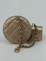 Chanel Metallic Lambskin Round Purse and AirPods Case