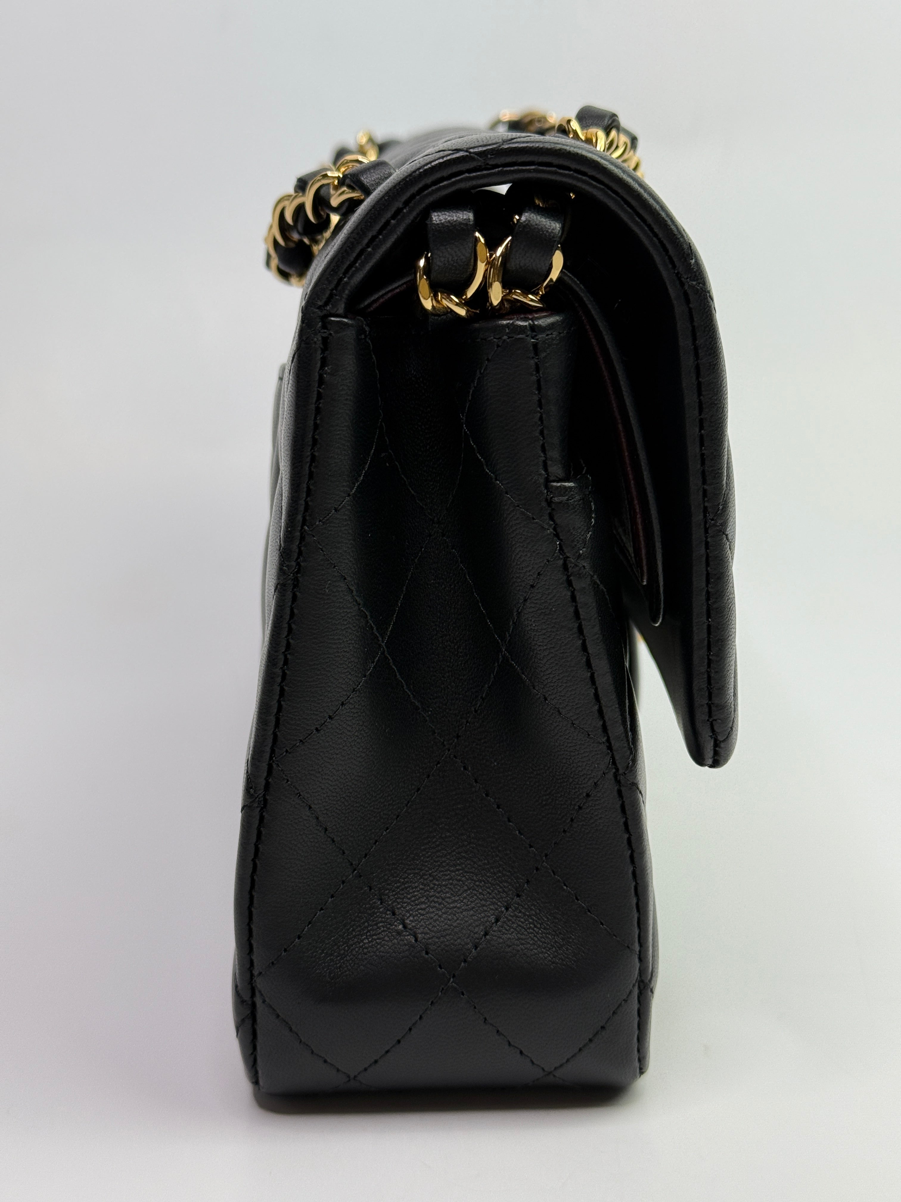 Chanel Medium Classic Double Flap Black Lambskin With GHW