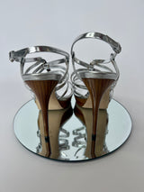 Gucci Silver Bamboo Icon Sandal Heels  (Size 38.5/UK 5.5)