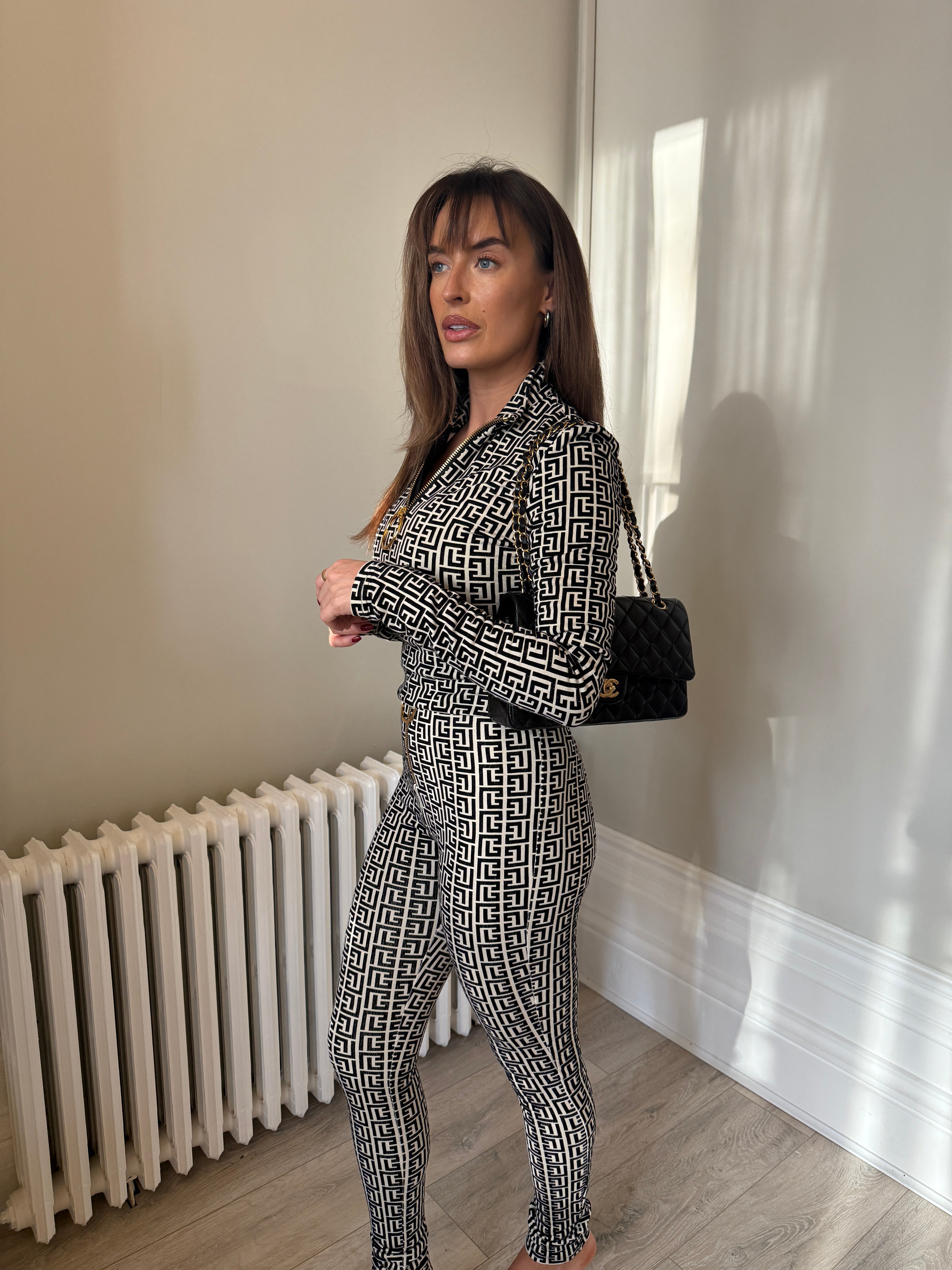 Balmain Monochrome Co-Ord Set  (Size FR36/UK8) Authentic and pre loved. Excellent Condition. 