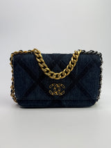 Chanel Denim Quilted 19 Wallet On Chain