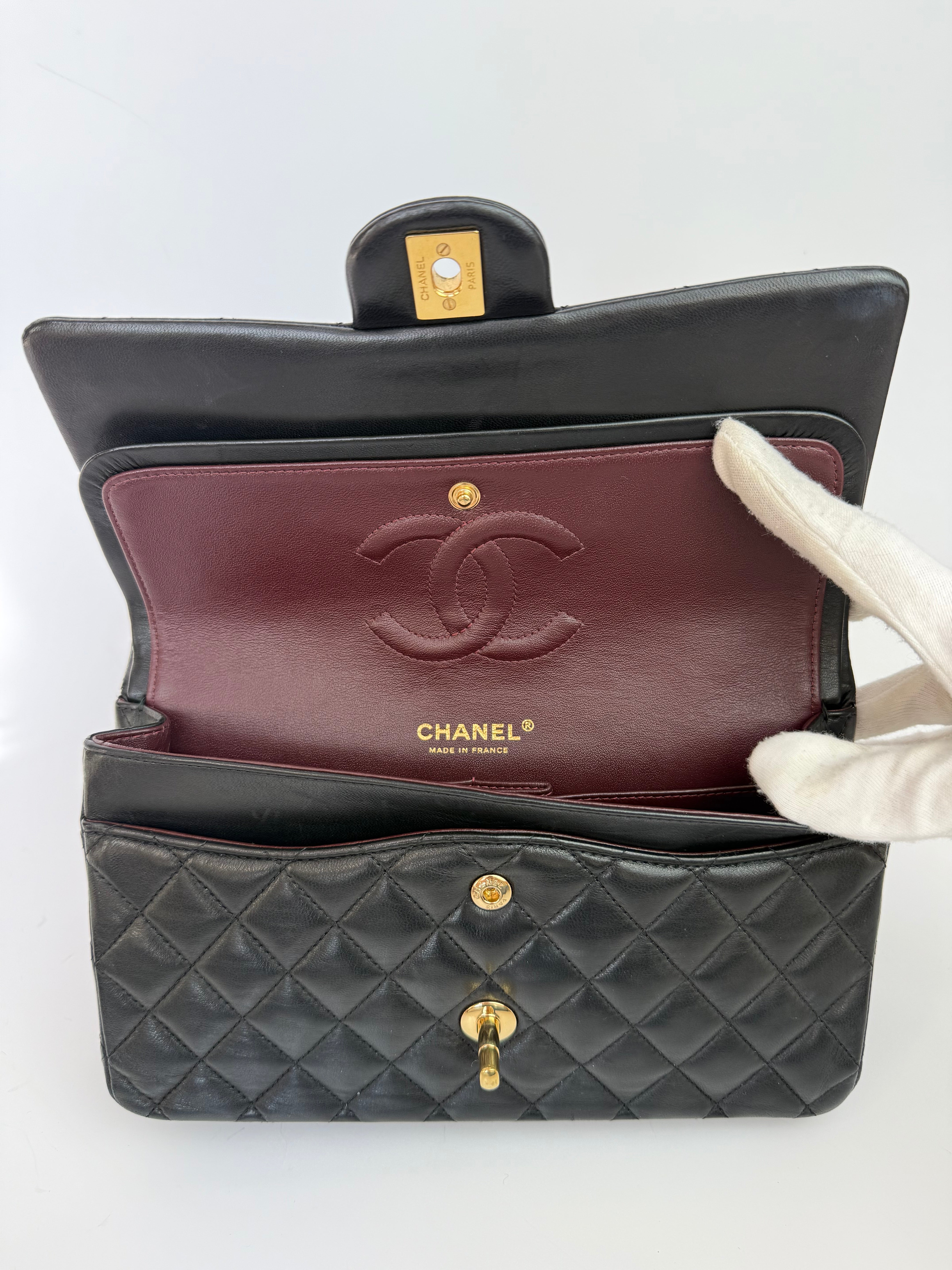 Chanel Medium Classic Double Flap Black Lambskin With GHW