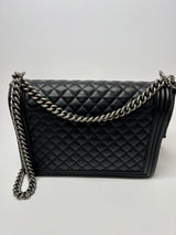Chanel Boy Bag Large In Black Lambskin Leather