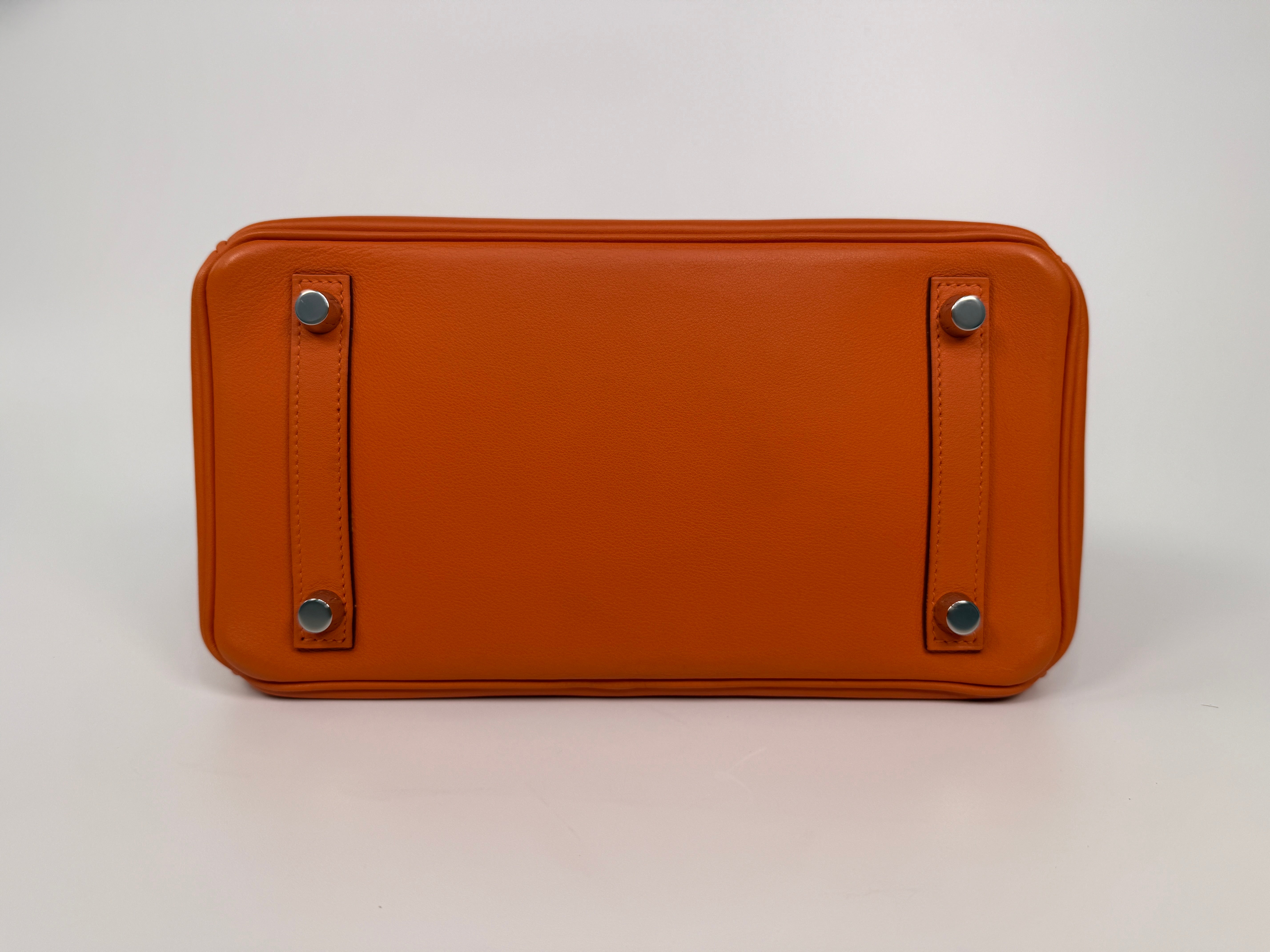 Hermès Birkin 25 In Orange Swift Leather With Palladium Hardware