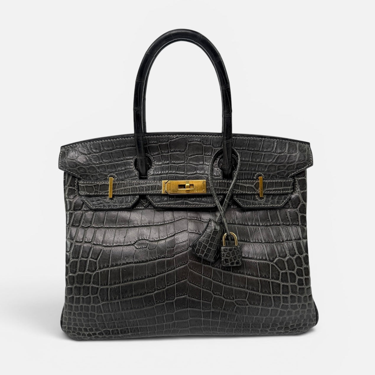 Hermès Birkin 30 In Matte Graphite Crocodile With GHW