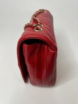 Chanel Red Chevron Single Flap Bag