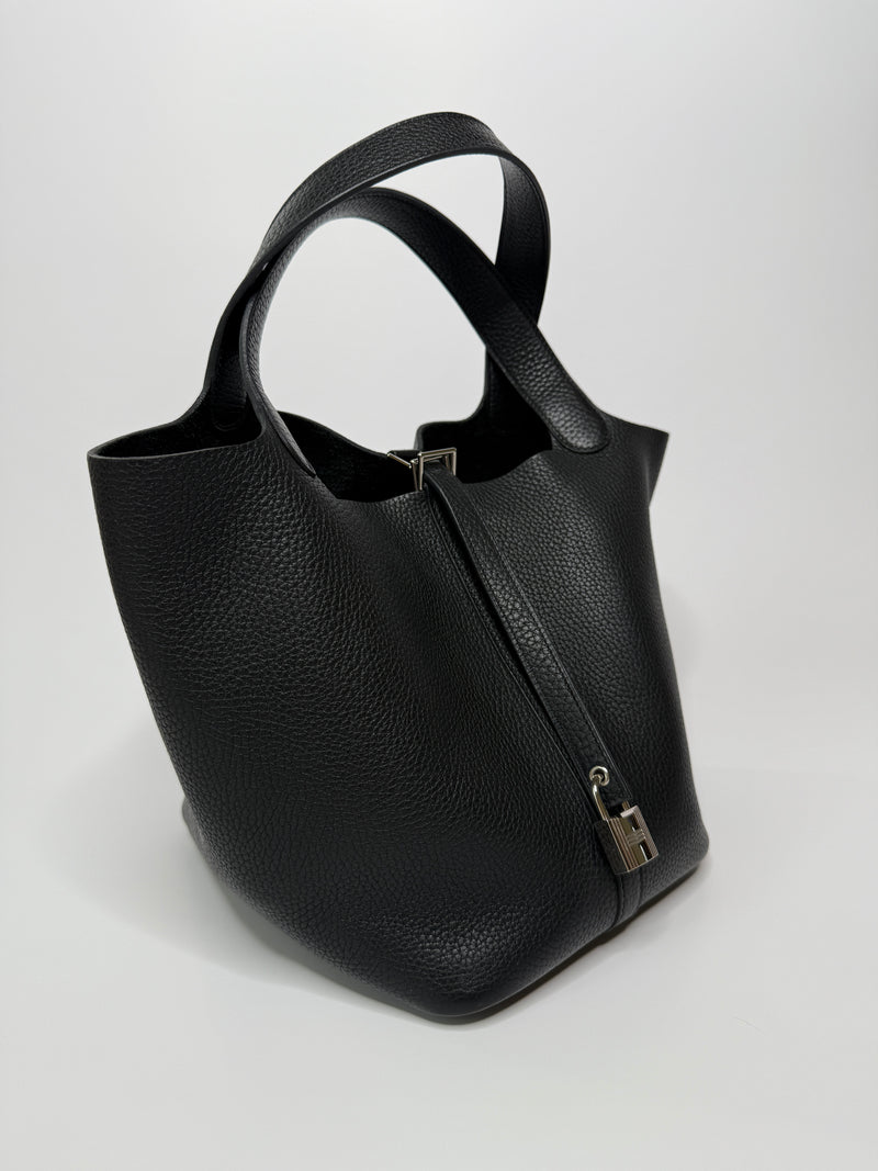 Hermès Picotin 22 In Black Clemence Leather With PHW