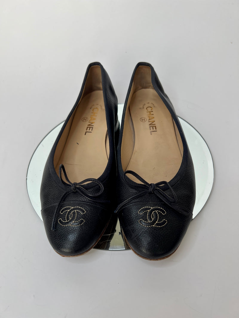 Chanel Navy Ballet Flats (Size 40.5 /UK 7.5)