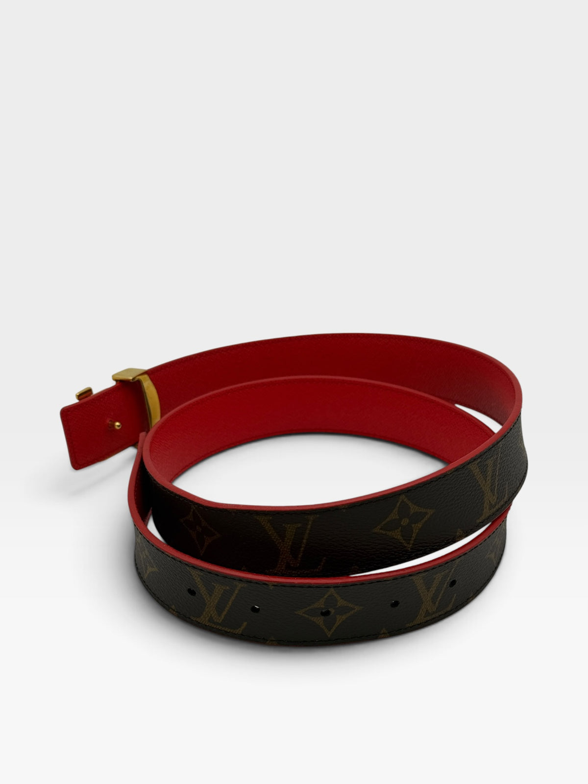 Louis Vuitton Iconic 25MM Reversible Belt Monogram/Red. 100% authentic and preloved in excellent condition